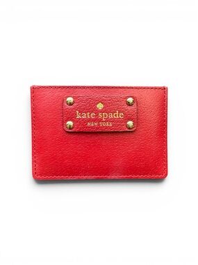 kate spade Red Leather Card Case with Gold Plaque